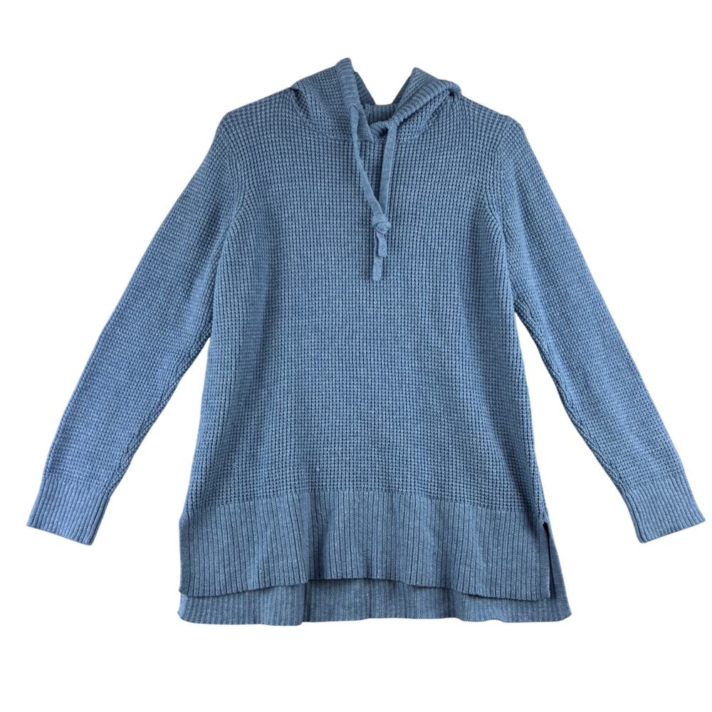 Sonoma Long Sleeve Thermal Knit Sweater Hoodie Women's XL Slate Blue Hooded
